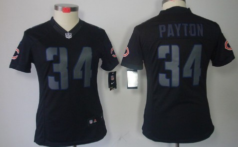 Nike Chicago Bears #34 Walter Payton Black Impact Limited Womens Jersey