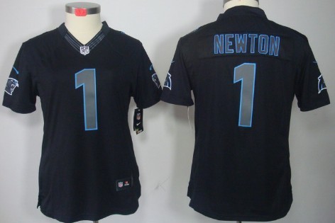 Nike Carolina Panthers #1 Cam Newton Black Impact Limited Womens Jersey