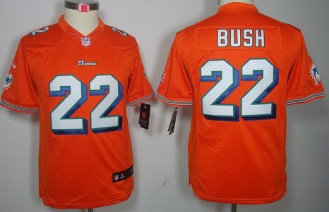 Nike Miami Dolphins #22 Reggie Bush Orange Limited Kids Jersey