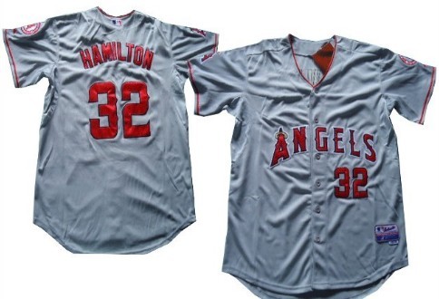 LA Angels of Anaheim #32 Josh Hamilton Gray Jersey