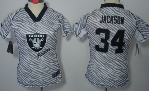 Nike Oakland Raiders #34 Bo Jackson 2012 Womens Zebra Fashion Jersey