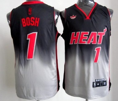 Miami Heat #1 Chris Bosh Black/Gray Fadeaway Fashion Jersey