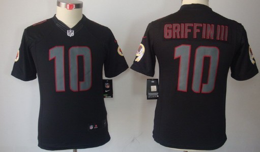 Nike Washington Redskins #10 Robert Griffin III Black Impact Limited Kids Jersey