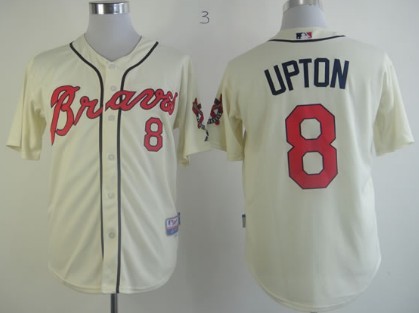 Atlanta Braves #8 Justin Upton Cream Jersey