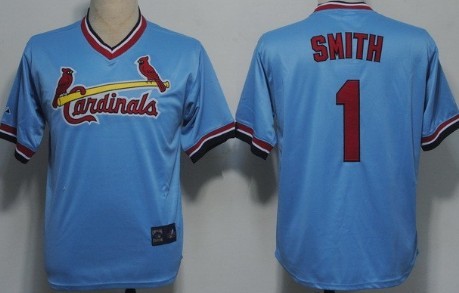 St. Louis Cardinals #1 Ozzie Smith Light Blue Pullover Jersey