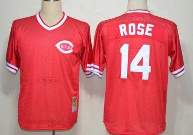 Cincinnati Reds #14 Pete Rose Mesh Batting Practice Red Throwback Jersey