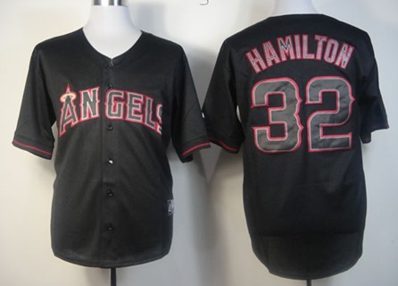 LA Angels of Anaheim #32 Josh Hamilton 2012 Black Fashion Jersey