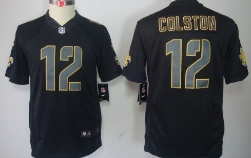 Nike New Orleans Saints #12 Marques Colston Black Impact Limited Kids Jersey