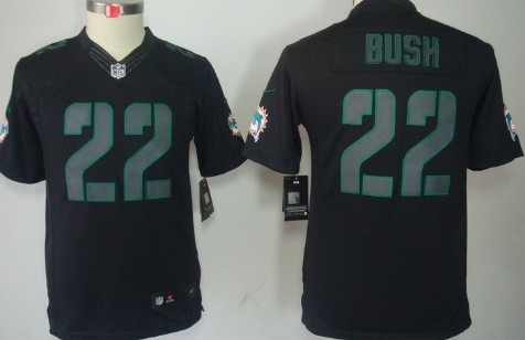 Nike Miami Dolphins #22 Reggie Bush Black Impact Limited Kids Jersey