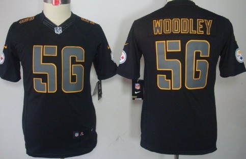 Nike Pittsburgh Steelers #56 LaMarr Woodley Black Impact Limited Kids Jersey