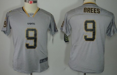 Nike New Orleans Saints #9 Drew Brees Lights Out Gray Kids Jersey