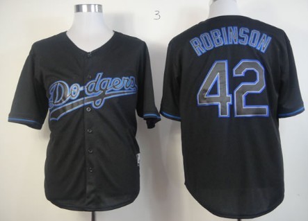 Los Angeles Dodgers #42 Jackie Robinson 2012 Black Fashion Jersey