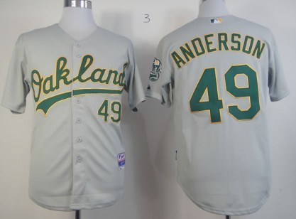 Oakland Athletics #49 Brett Anderson Gray Jersey