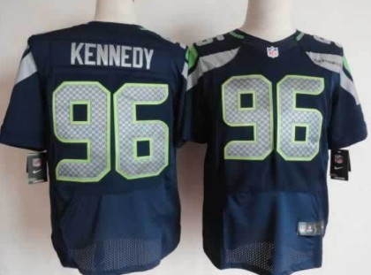 Nike Seattle Seahawks #96 Cortez Kennedy Navy Blue Elite Jersey