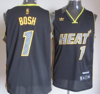 Miami Heat #1 Chris Bosh Black Electricity Fashion Jersey