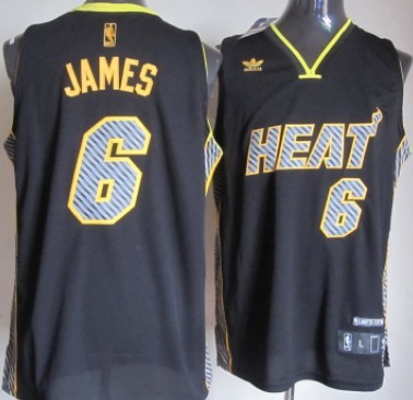 Miami Heat #6 LeBron James Black Electricity Fashion Jersey