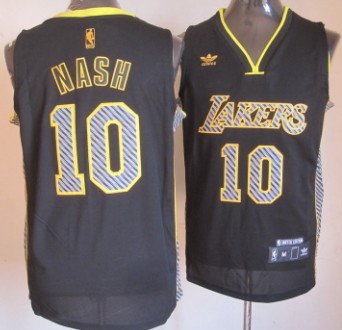 Los Angeles Lakers #10 Steve Nash Black Electricity Fashion Jersey