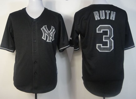 New York Yankees #3 Babe Ruth 2012 Black Fashion Jersey