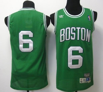 Boston Celtics #6 Bill Russell Green Swingman Throwback Jersey