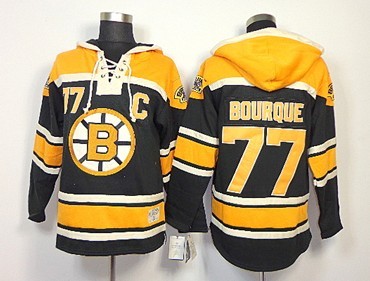 Old Time Hockey Boston Bruins #77 Ray Bourque Black Hoodie