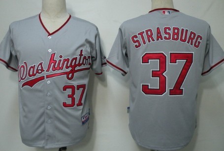 Washington Nationals #37 Stephen Strasburg Gray Jersey