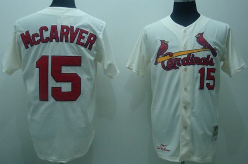 St. Louis Cardinals #15 Tim McCarver Cream Throwback Jersey