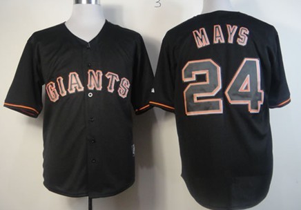 San Francisco Giants #24 Willie Mays 2012 Black Fashion Jersey