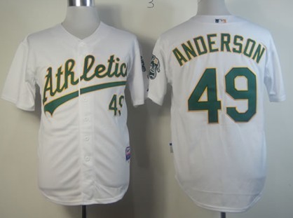 Oakland Athletics #49 Brett Anderson White Jersey