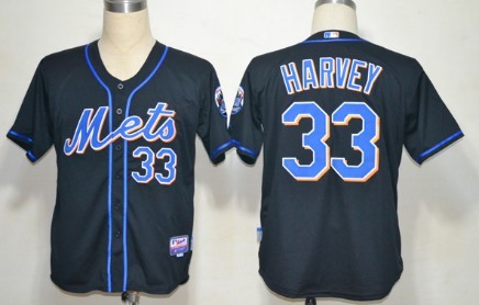 New York Mets #33 Matt Harvey Black Jersey
