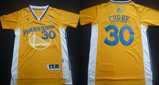 Golden State Warriors #30 Stephen Curry Revolution 30 Swingman Yellow Short Sleeve Jersey