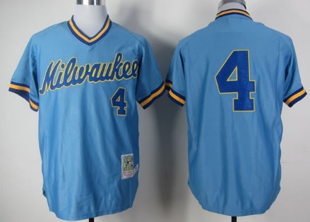 Milwaukee Brewers #4 Paul Molitor Light Blue Pullover Throwback Jersey