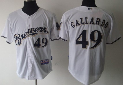 Milwaukee Brewers #49 Yovani Gallardo White Jersey