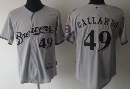 Milwaukee Brewers #49 Yovani Gallardo Gray Jersey