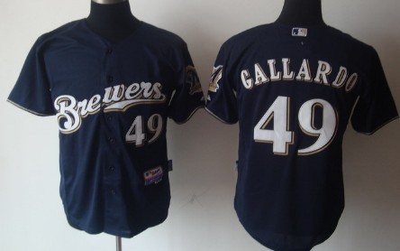 Milwaukee Brewers #49 Yovani Gallardo Navy Blue Jersey