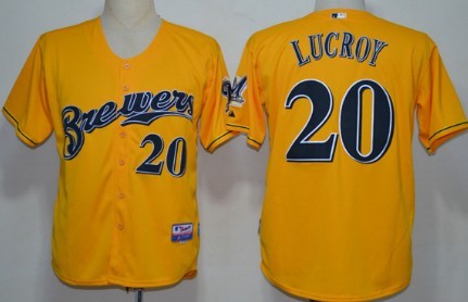 Milwaukee Brewers #20 Jonathan Lucroy Yellow Jersey