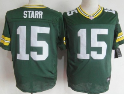 Nike Green Bay Packers #15 Bart Starr Green Elite Jersey