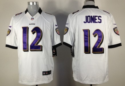 Nike Baltimore Ravens #12 Jacoby Jones White Game Jersey