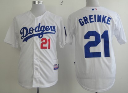 Los Angeles Dodgers #21 Zack Greinke White Jersey
