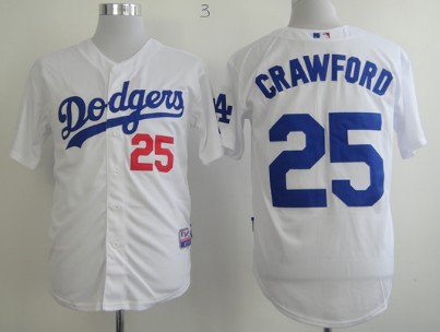 Los Angeles Dodgers #25 Carl Crawford White Jersey