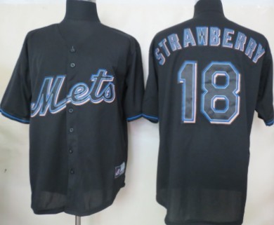 New York Mets #18 Darryl Strawberry 2012 Black Fashion Jersey