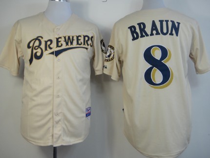 Milwaukee Brewers #8 Ryan Braun 2013 Cream Jersey