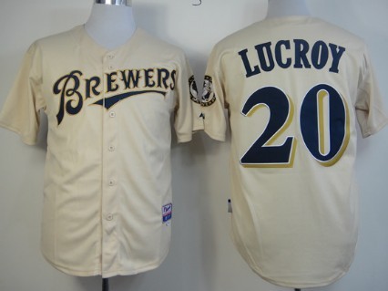 Milwaukee Brewers #20 Jonathan Lucroy 2013 Cream Jersey