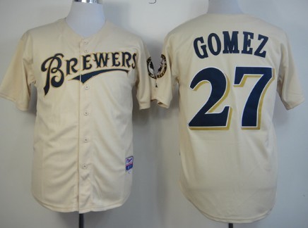 Milwaukee Brewers #27 Carlos Gomez 2013 Cream Jersey