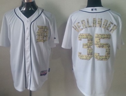 Detroit Tigers #35 Justin Verlander White With Camo Jersey