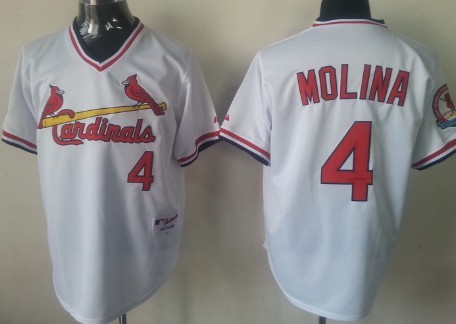 St. Louis Cardinals #4 Yadier Molina White Pullover Jersey