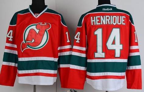 New Jersey Devils #14 Adam Henrique Red With Green Jersey