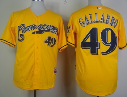 Milwaukee Brewers #49 Yovani Gallardo Yellow Jersey