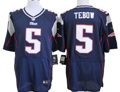 Nike New England Patriots #5 Tim Tebow Blue Elite Jersey