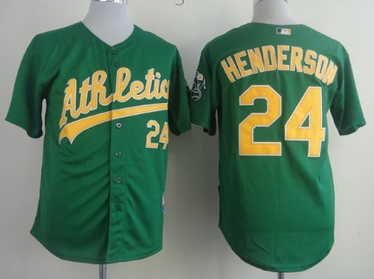 Oakland Athletics #24 Rickey Henderson Green Jersey