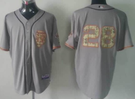 San Francisco Giants #28 Buster Posey Gray With Camo SF Edition Jersey